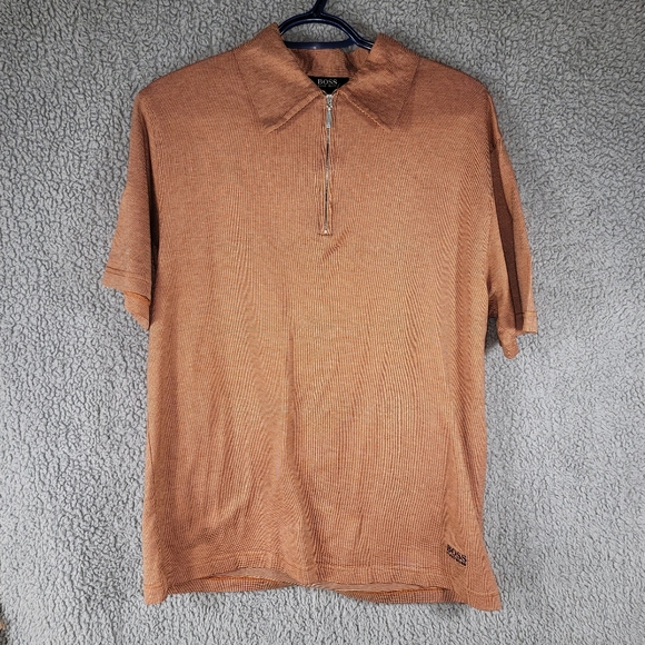 Hugo Boss Other - BOSS Hugo Boss Polo Shirt Mens S Orange Monaco 1/4 Zip Lightweight Cotton Travel